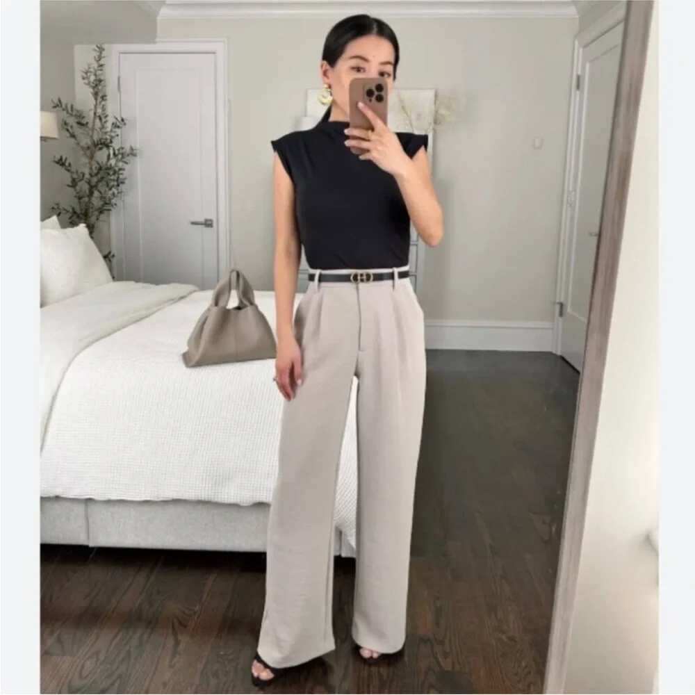 Abercrombie & Fitch Sloane Tailored Wide Leg Pant NWT Taupe Sz 26/2 - Picture 2 of 16